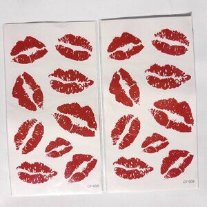 Red Lip Kiss Temporary Tattoos for Neck, Arm, and Body, Durable & Realistic BNIP